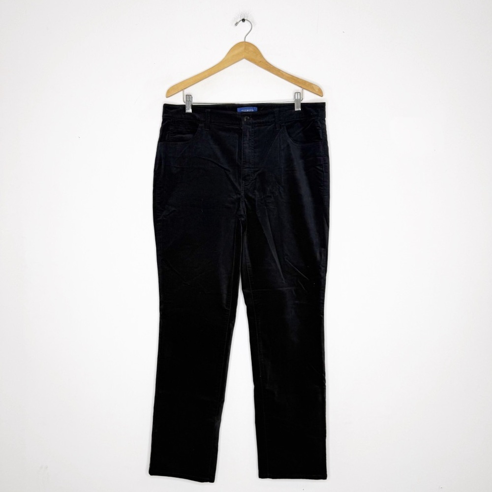 Talbots Flawless High Waist Straight Leg Black Velveteen Pants Women’s 14